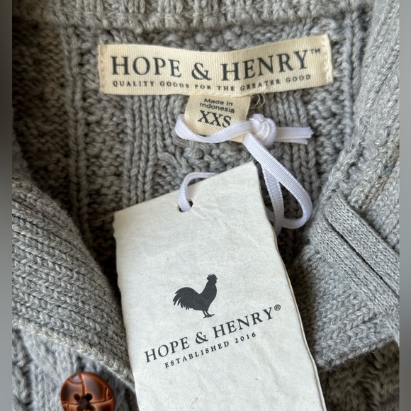 Hope & Henry Mock Neck Cable Sweater with Buttons size XXS NWT - Picture 3 of 7